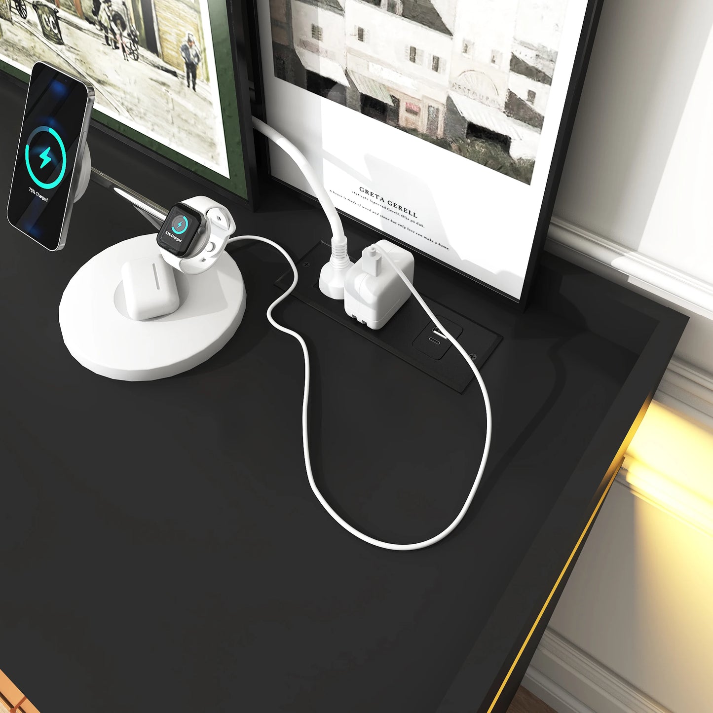 6 Drawer Dresser Modern Chest of Drawers with LED Light for Bedroom