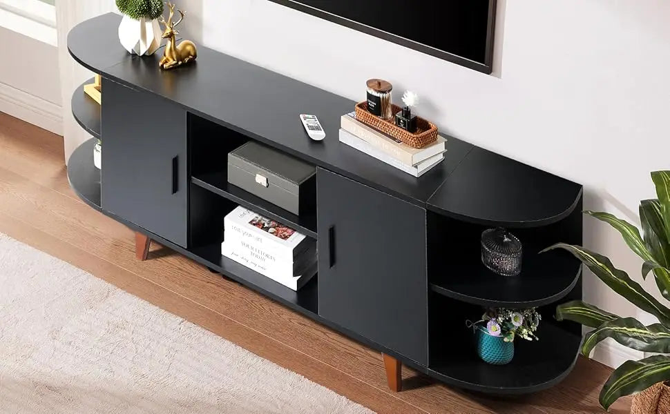 Farmhouse TV Stand for 65-70 Inch TV Modern Mid Century Media Console