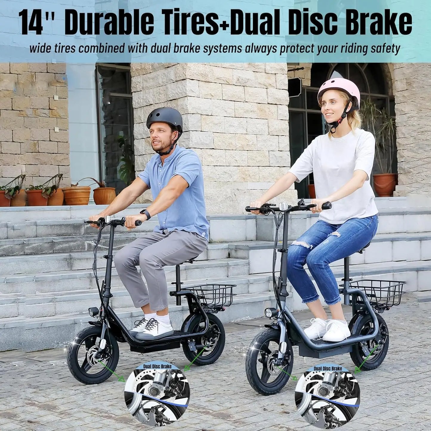 Peak 560W Electric Scooter Adults 14 Inch Tire 20MPH Foldable Seat