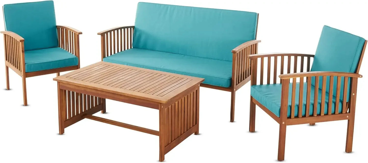 Carolina Outdoor Acacia Sofa Set 4-Piece Garden Furniture Set