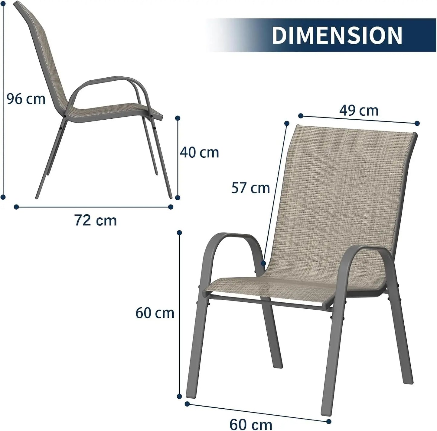 Stackable Outdoor Dining Chairs Set of 6 High Back Garden Chairs