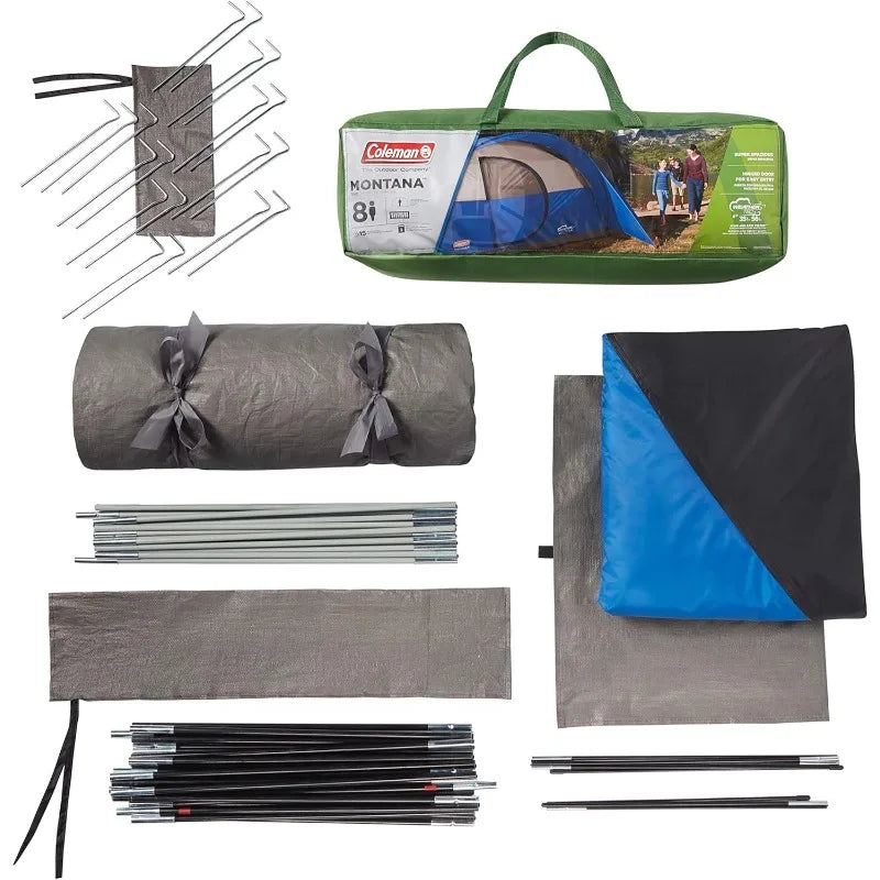 Spacious 6-8 Person Family Tent with Rainfly and Carry Bag
