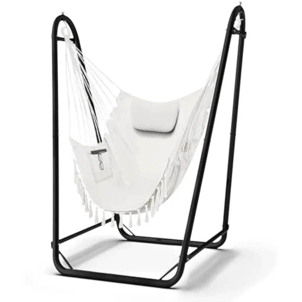 Unique U-Shaped Hammock Chair with Stand Sturdy Rust-Resistant Patio Swing
