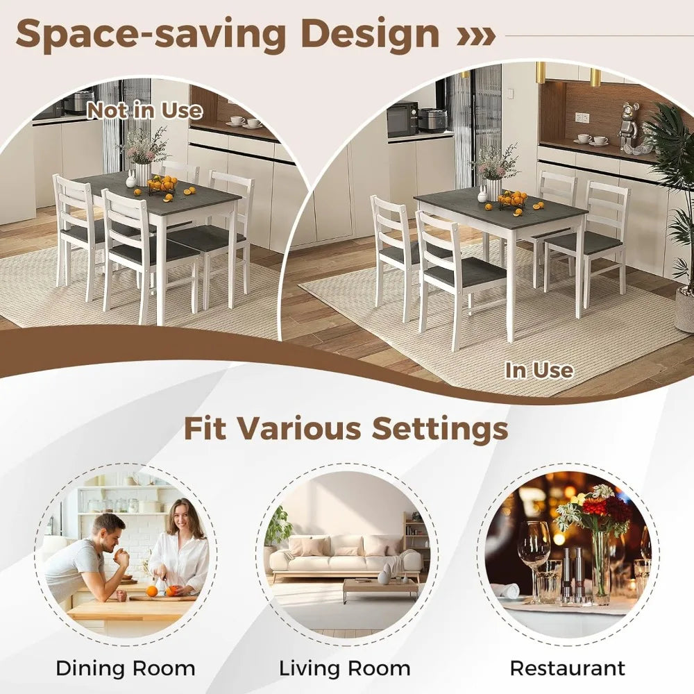 Ljustra Dining Table Set for 4 Modern Wood Kitchen Furniture Space-Saving