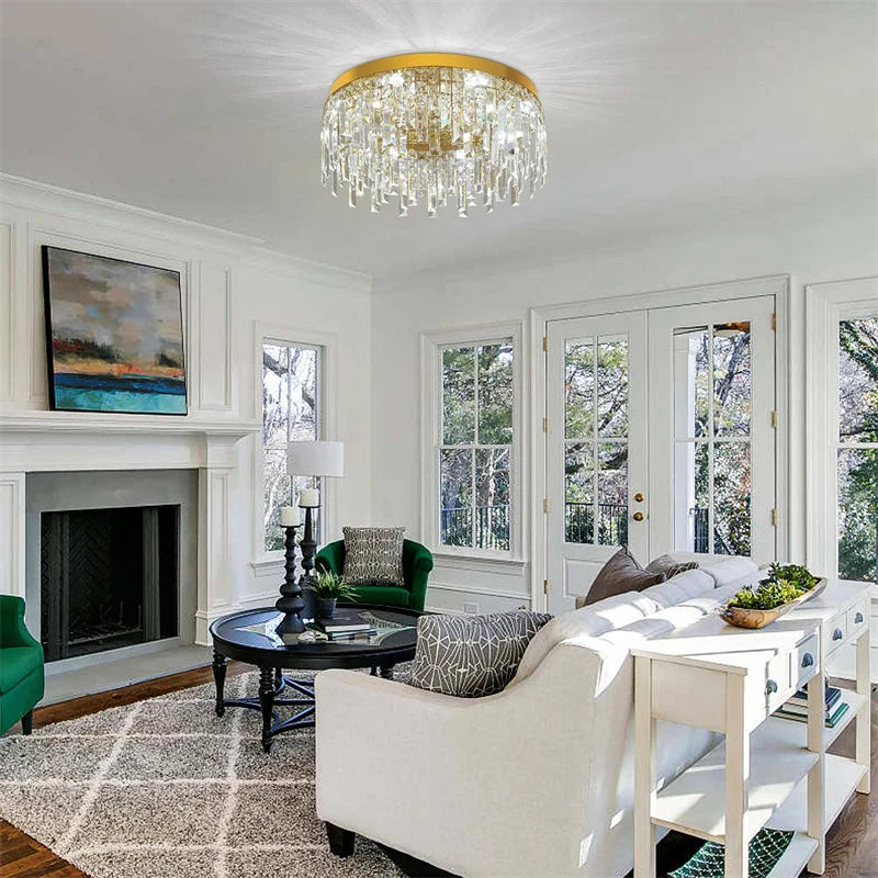 Drop Crystal Pendant Light Chandelier Ceiling Lamp for Dining Room