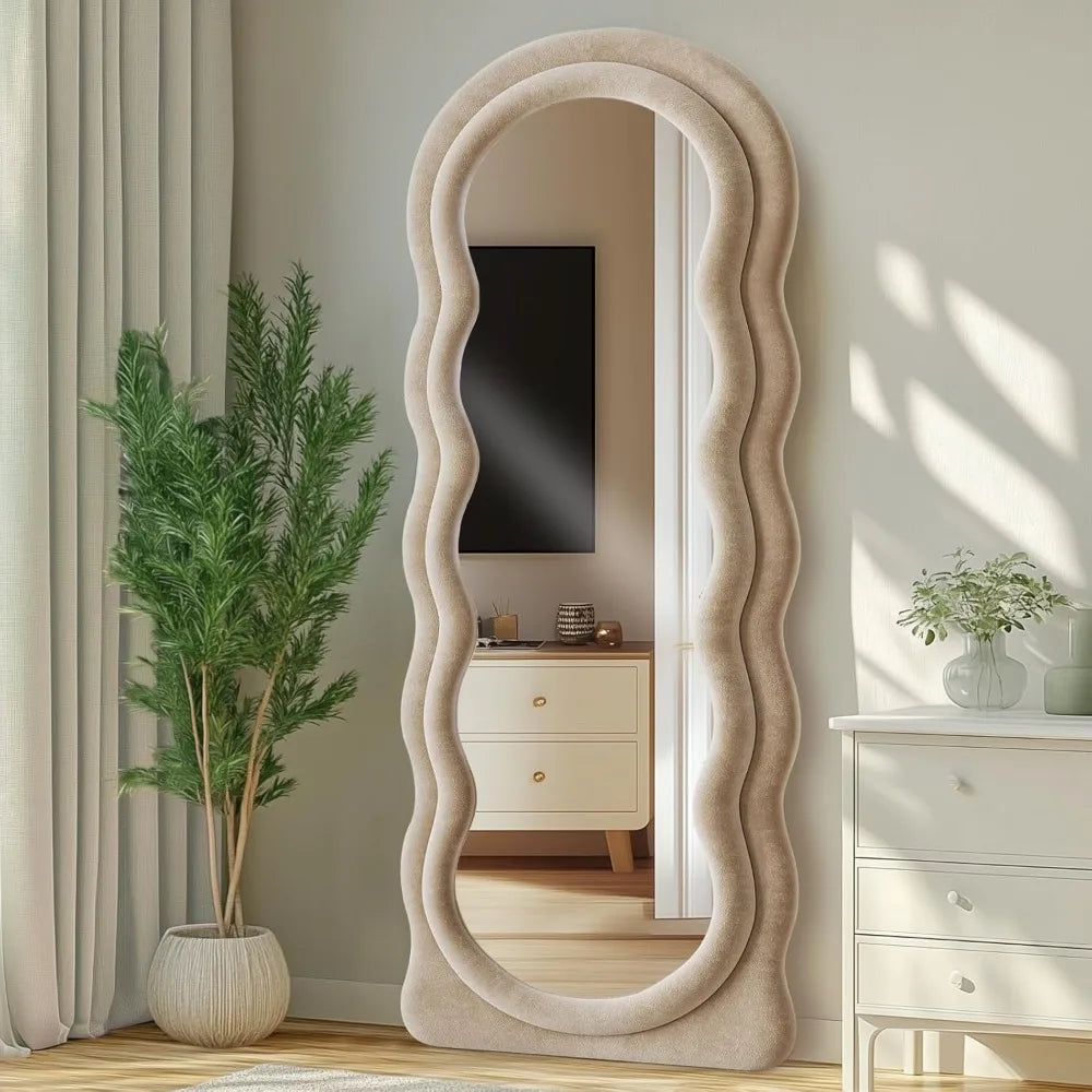 Full Length Arched Wavy Mirror 63"x24" Wall Mounted Floor Standing