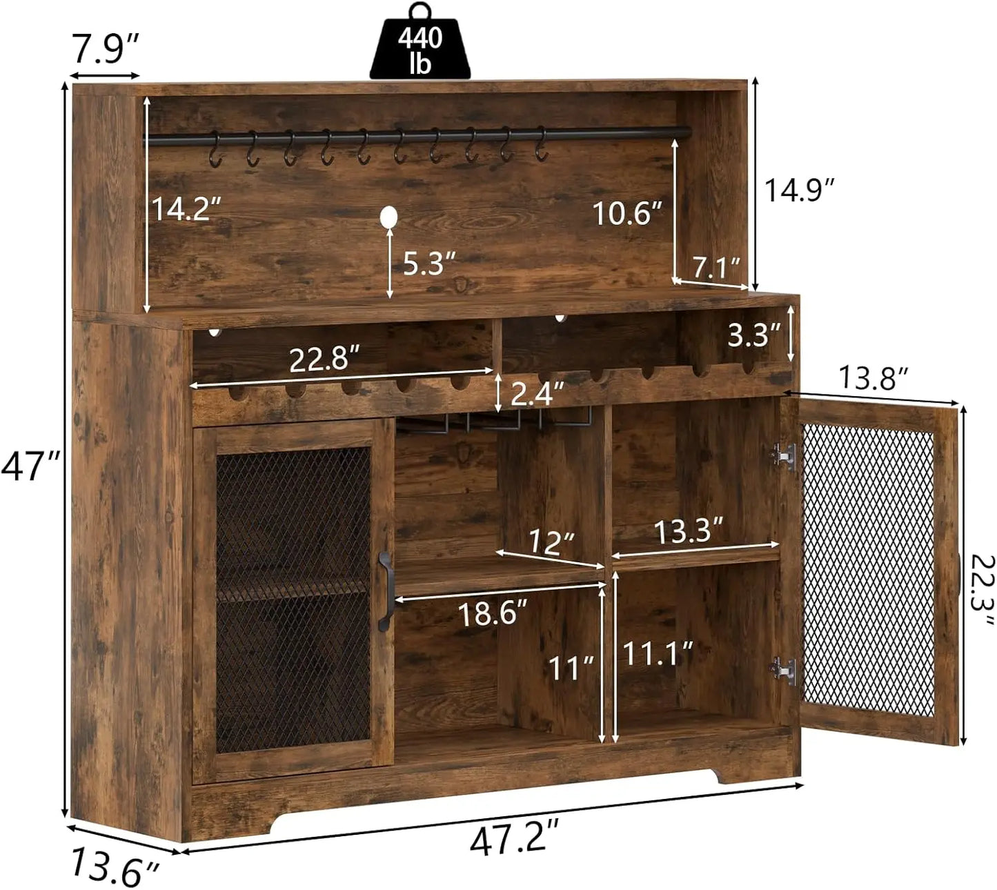 Limited Time Offer Wine Bar Cabinet with LED Light and Storage