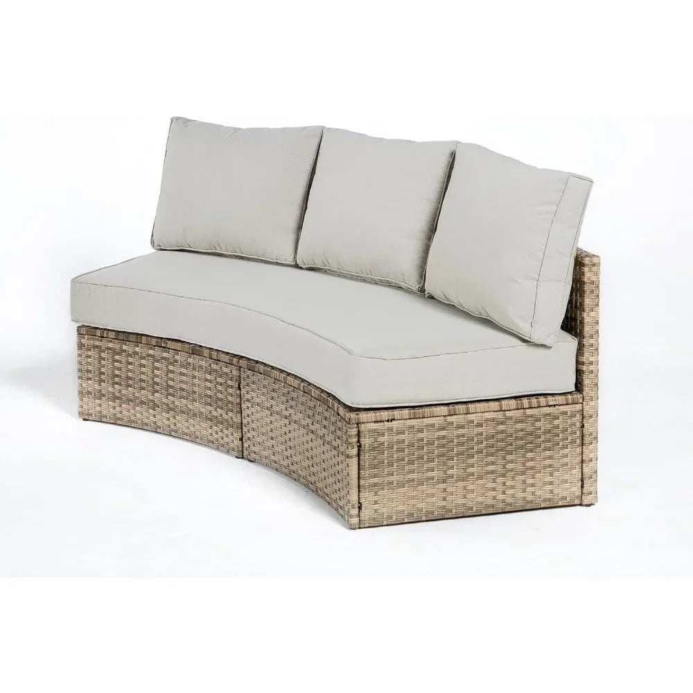 Ljustra Half-Moon Sectional Sofa Set Outdoor Patio Furniture with Cushions