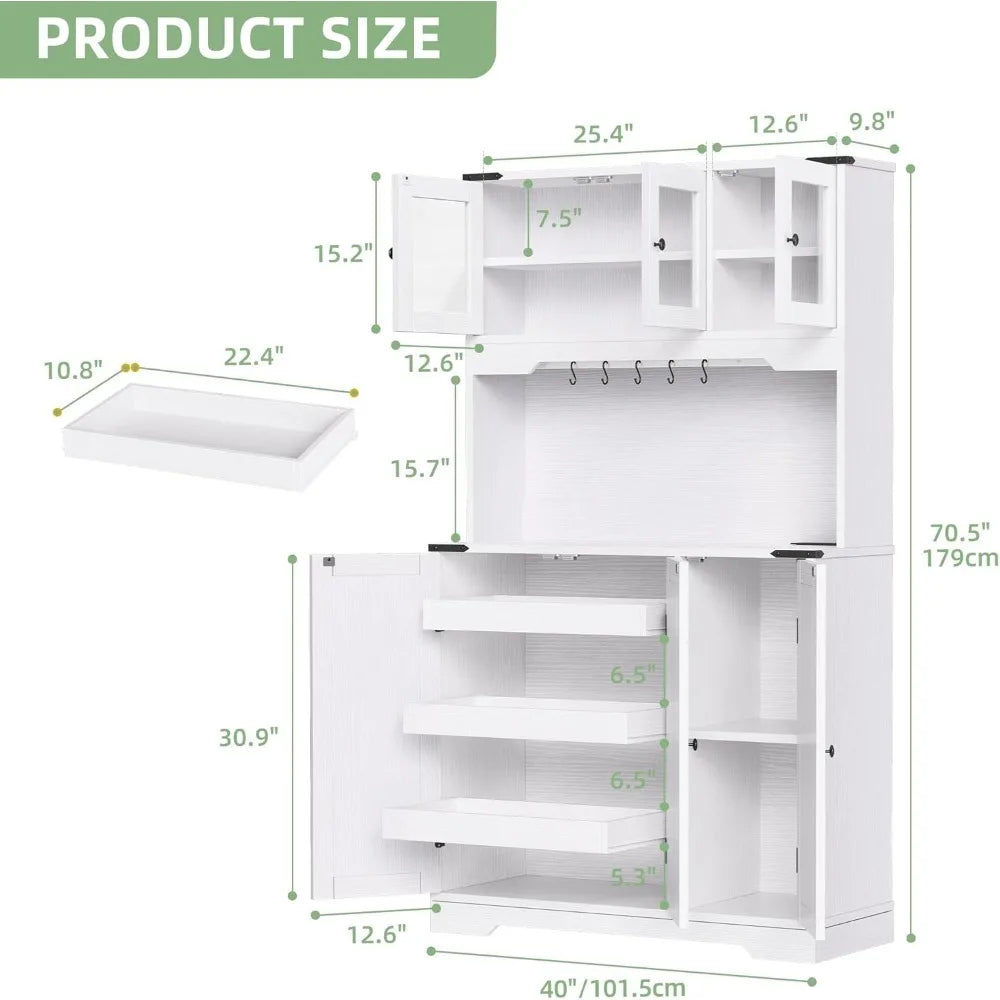 Tall Kitchen Pantry Storage Cabinet Freestanding Farmhouse Hutch