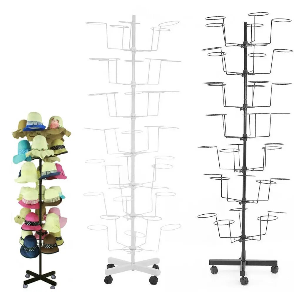 7-Tier Rotating Hat Rack with 35 Rests Durable Iron Easy Assembly