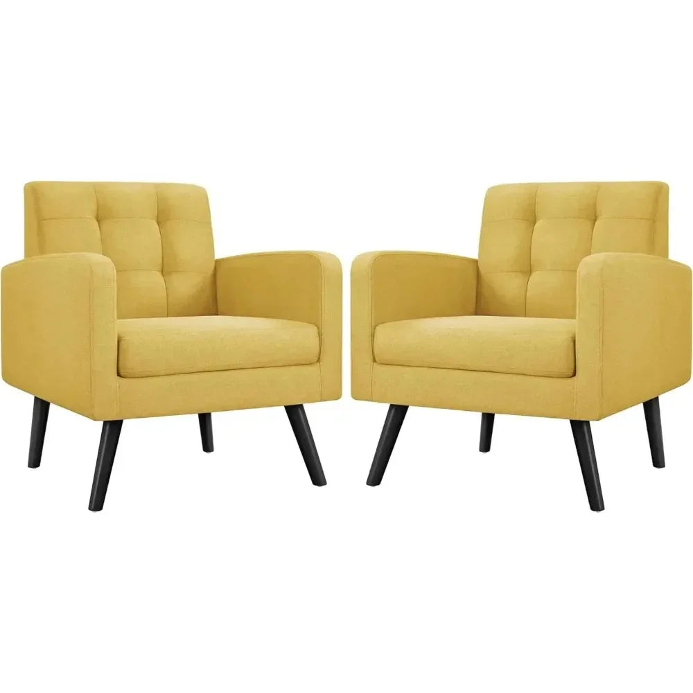 Mid-Century Modern Upholstered Armchair Living Room Chair Button Tufted