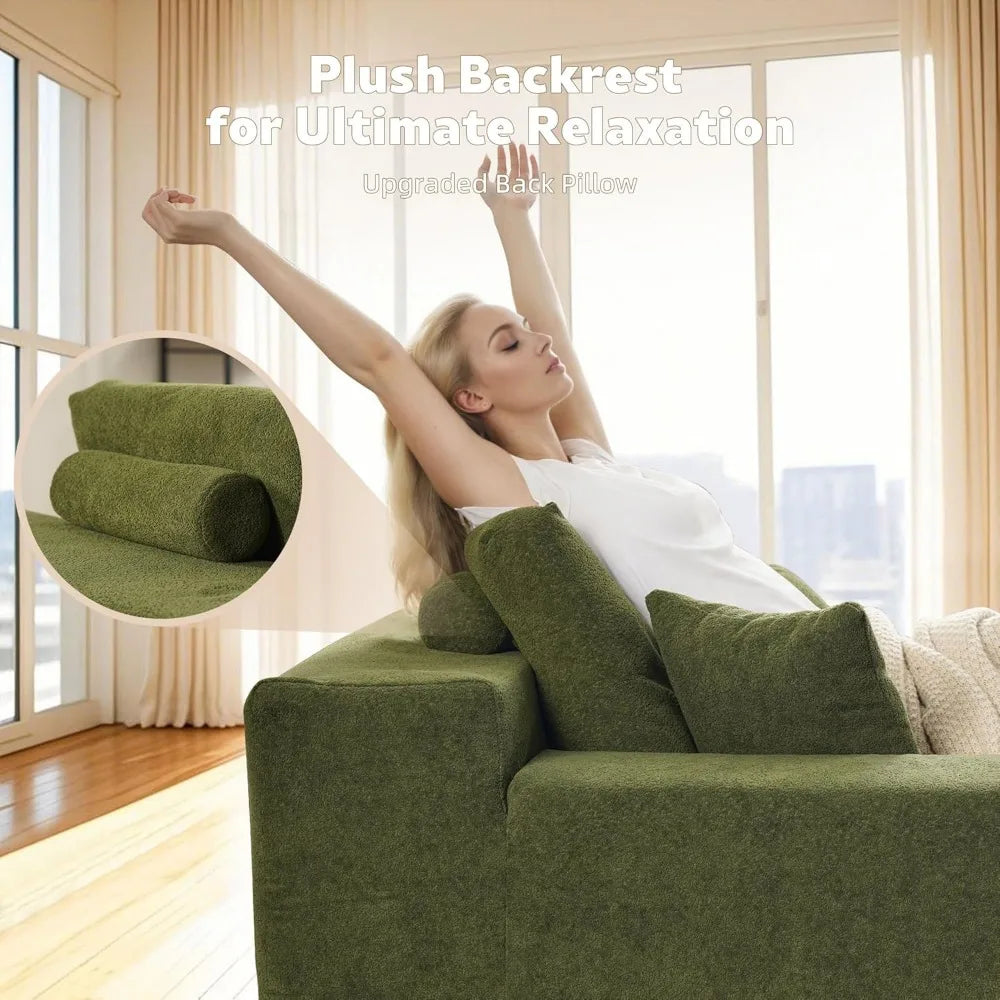 Oversized Chaise Lounge Chair Indoor Sleeper Couch Faux Fur Reading Chair