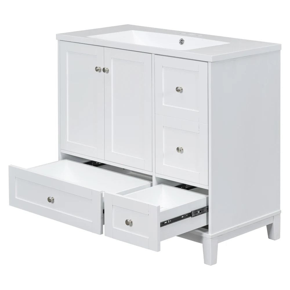 36 Inch Modern Bathroom Vanity with USB Charging and Ample Storage
