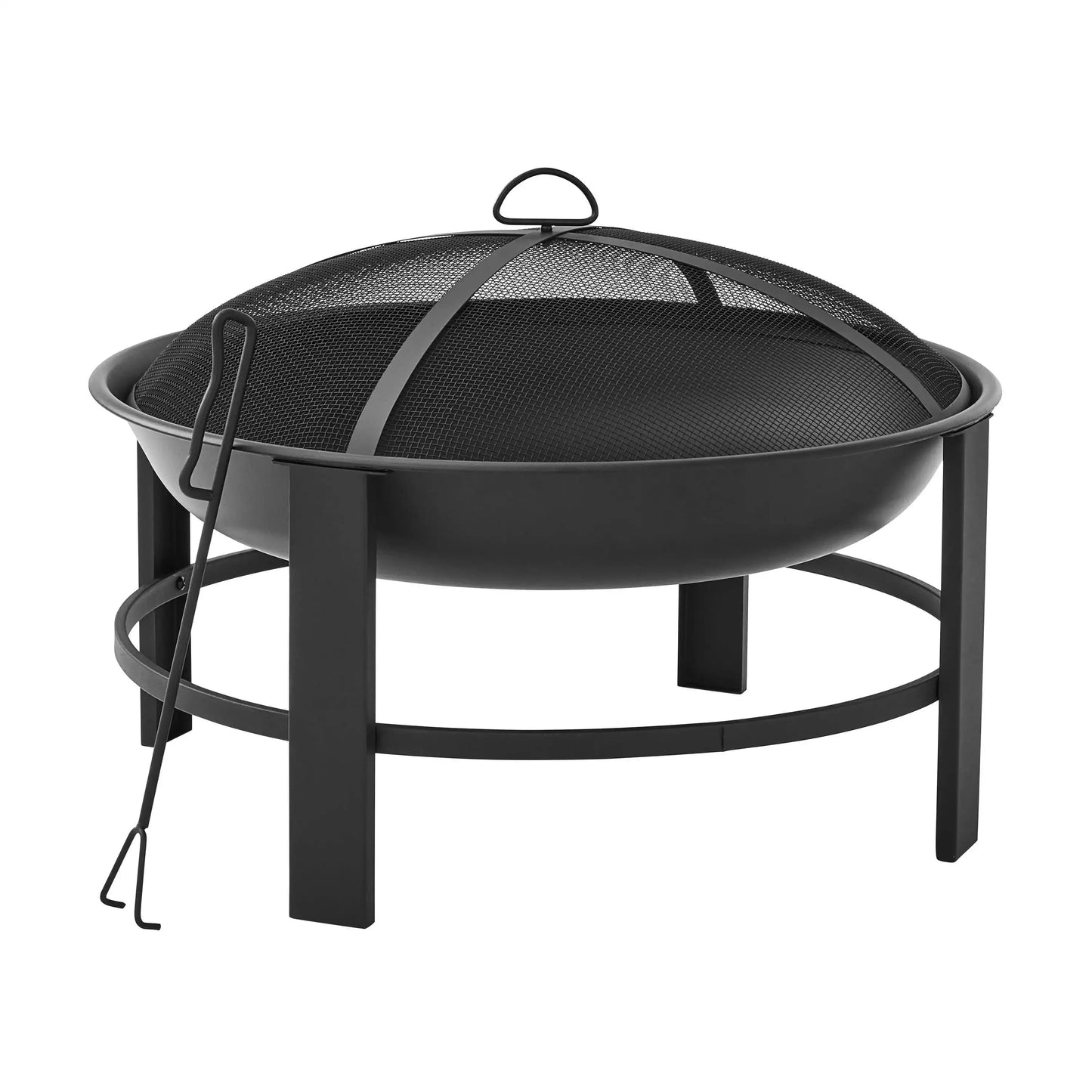 28 Inch Round Wood Burning Fire Pit Outdoor Steel Frame Backyard Patio
