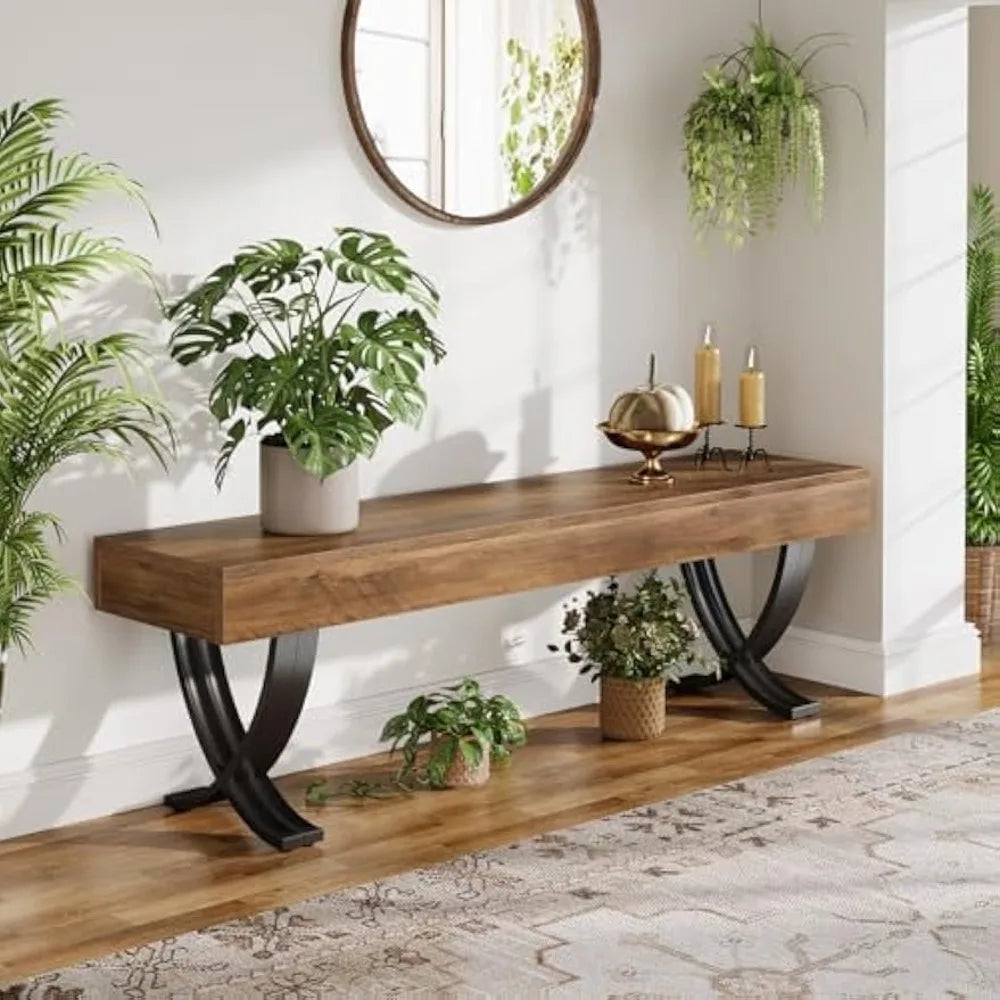 Ljustra Entryway Shoe Bench Industrial Style Long Stool Seating