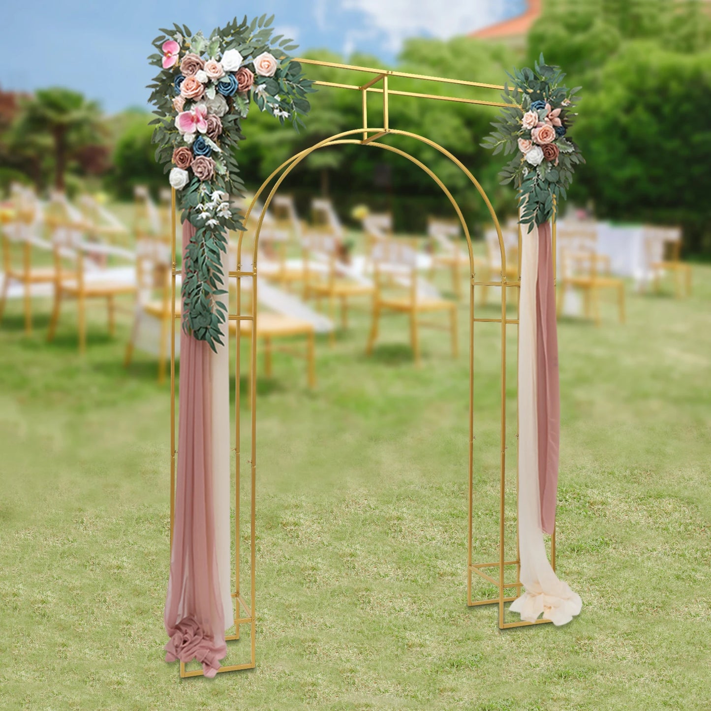 Wedding Arch Backdrop Stand 7.8x5.9ft Ceremony Balloon Garden Arbor