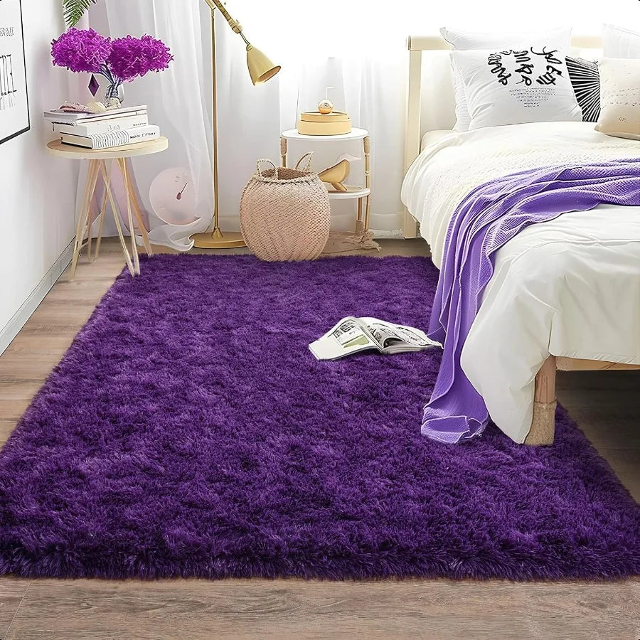 Soft Shag Rugs Bedroom 4x6 Fluffy Shaggy Living Room Carpet Modern Plush