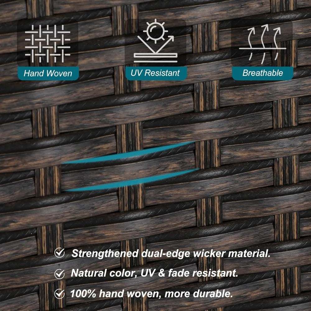 9 Piece Outdoor Dining Set for 8 with Wrought Iron Table and Wicker Chairs