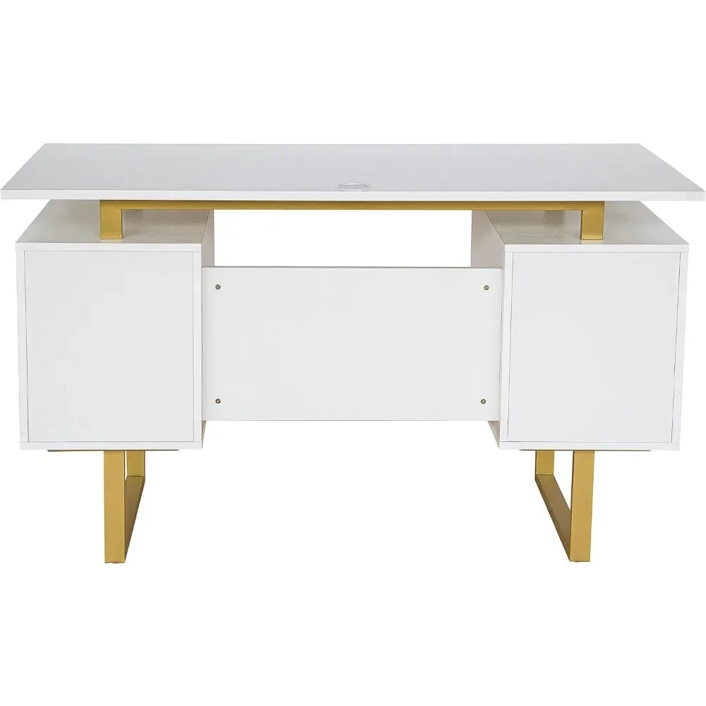 Ljustra Modern Office Desk with Storage Drawers and Cabinet 51.25" Wide