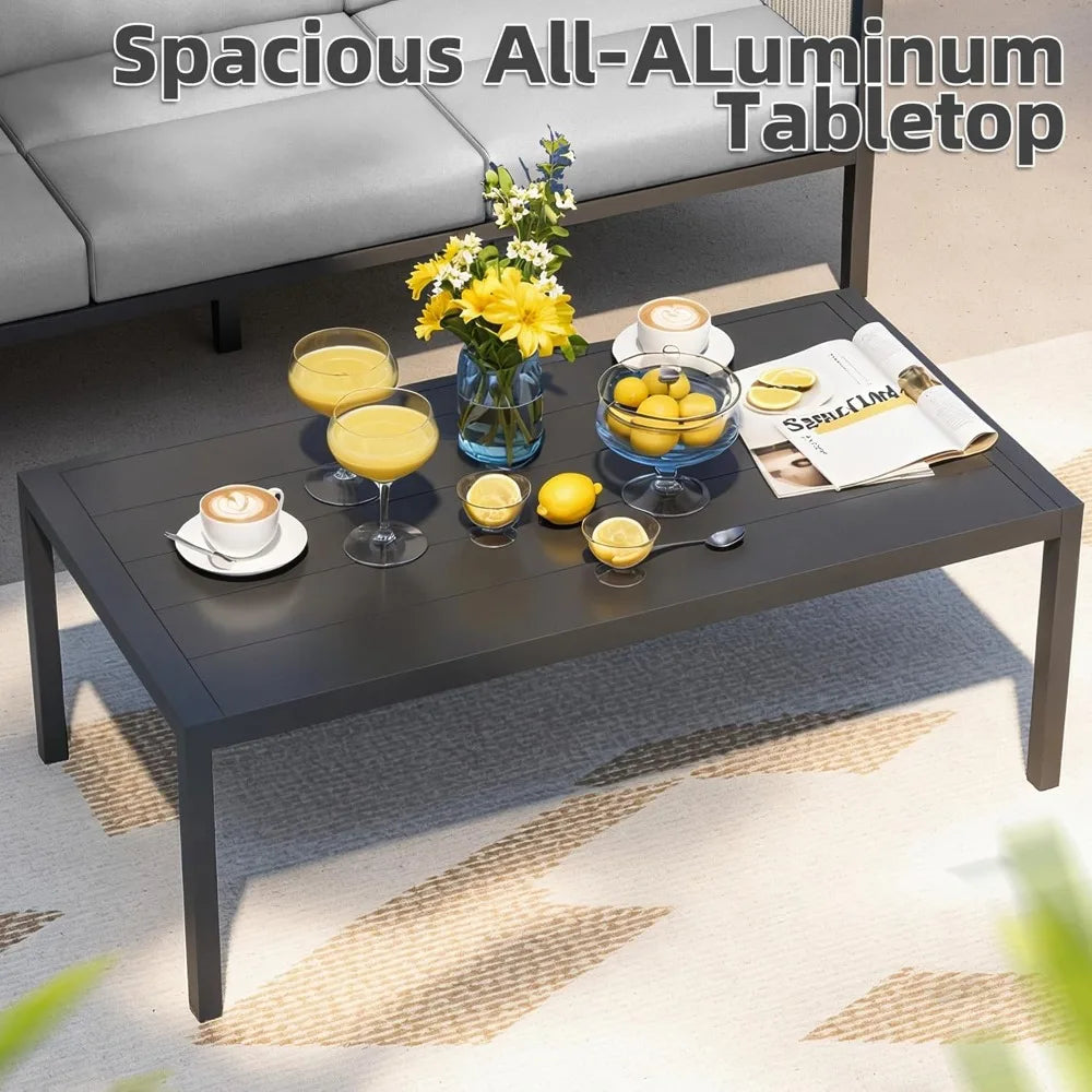 Aluminum High Back Outdoor Sectional Sofa 4 Piece Patio Furniture Set