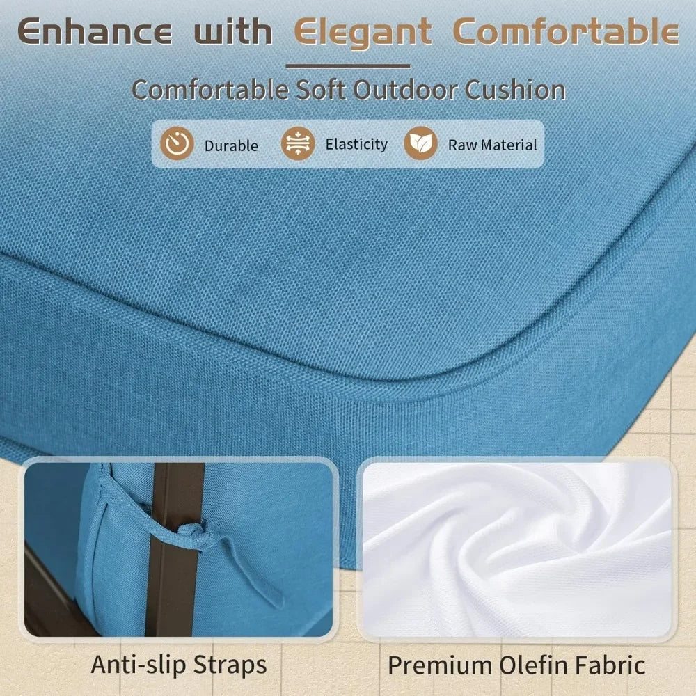 5 Piece Metal Outdoor Furniture Set Wrought Iron Patio Chairs Cushions