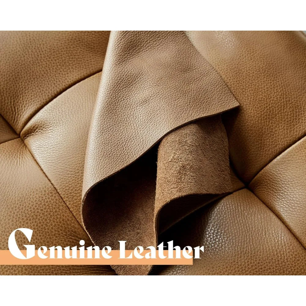 Ljustra Leather Sofa Mid-Century Modern 3 Seater Comfy Couch Living Room