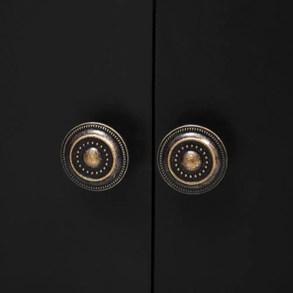 Curved Storage Cabinet 4 Doors 1 Drawer Wooden Sideboard Buffet Organizer