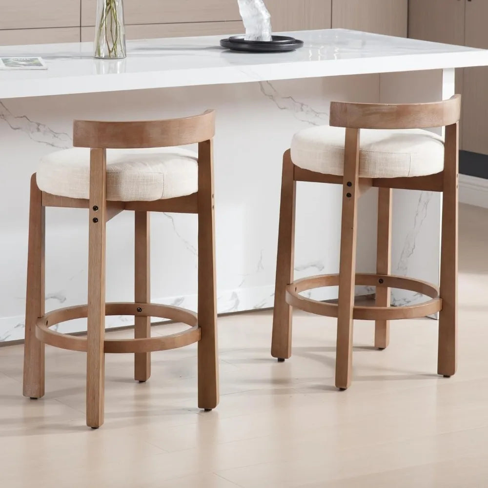 Mid Century Modern Bar Stools Set of 2 26.5 Inch Counter Stools