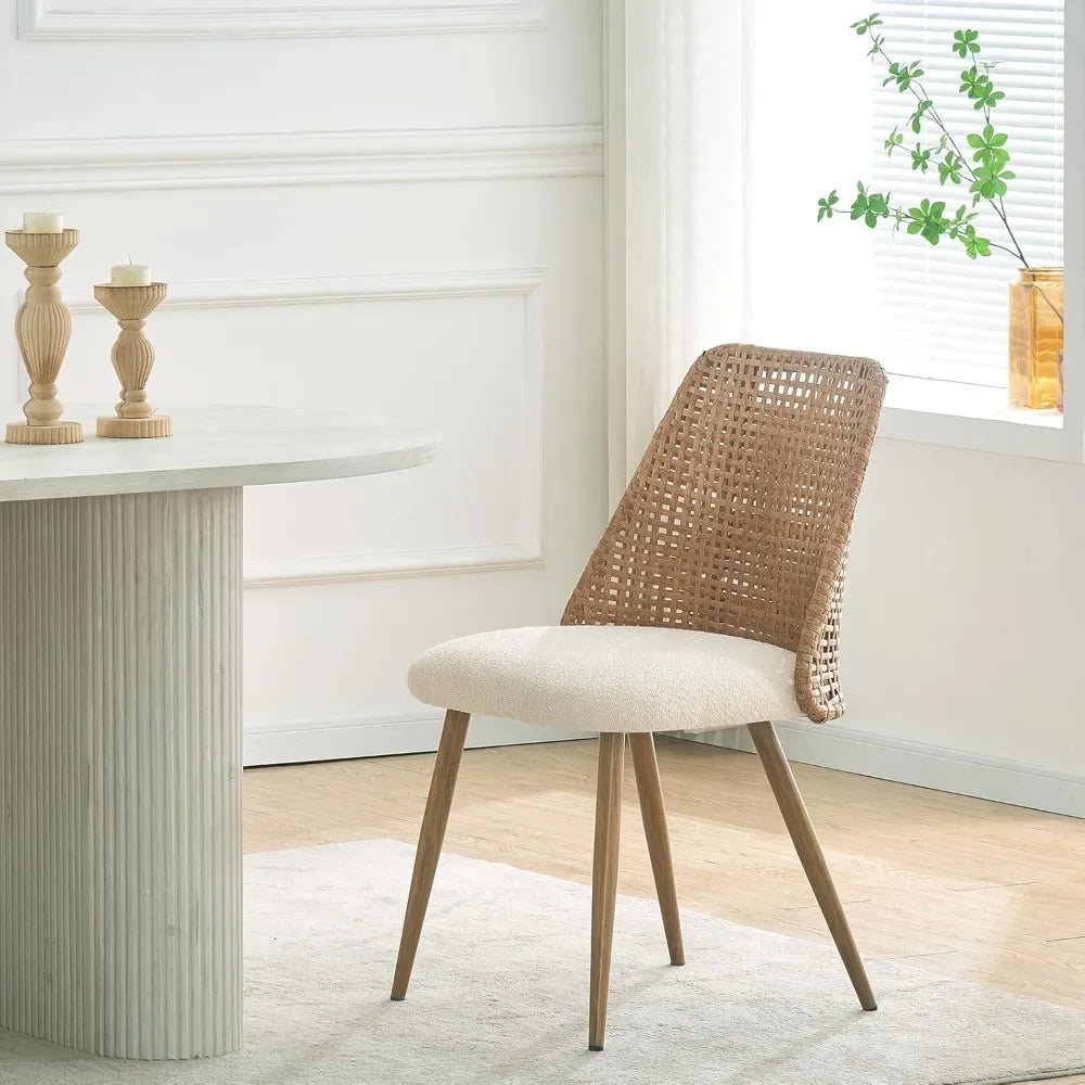 Rattan Dining Chairs Set of 4 Mid-Century Modern Kitchen Accent Chairs