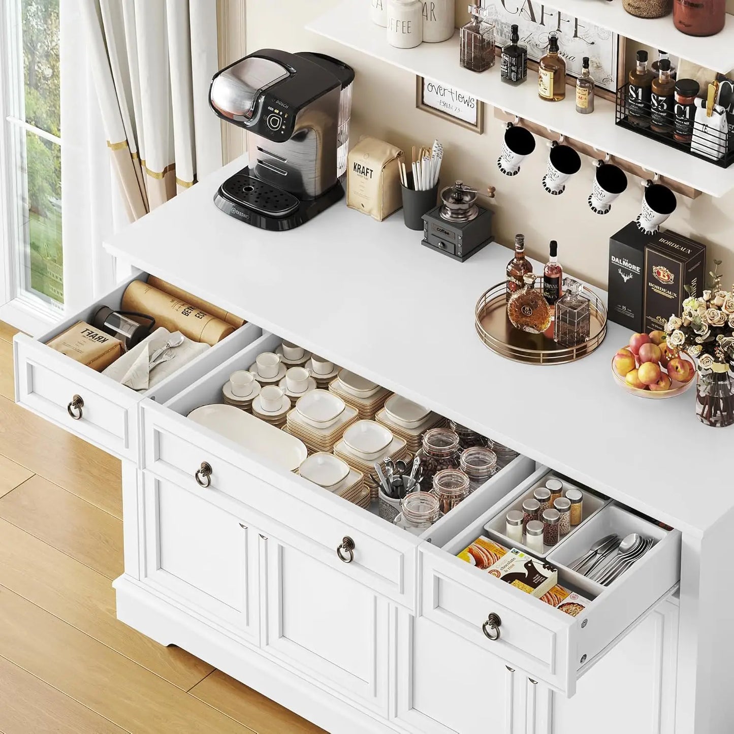 Buffet Cabinet Storage Sideboard 52.7 Inch Kitchen Dining Room Organizer