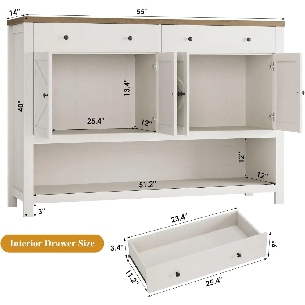 55 Inch Buffet Sideboard Storage Cabinet Kitchen Living Room Bar