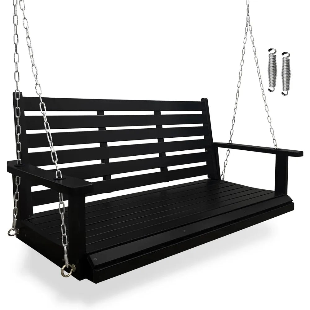 Wooden Porch Swing Heavy Duty Ergonomic Bench for Outdoor Patio 800 LBS