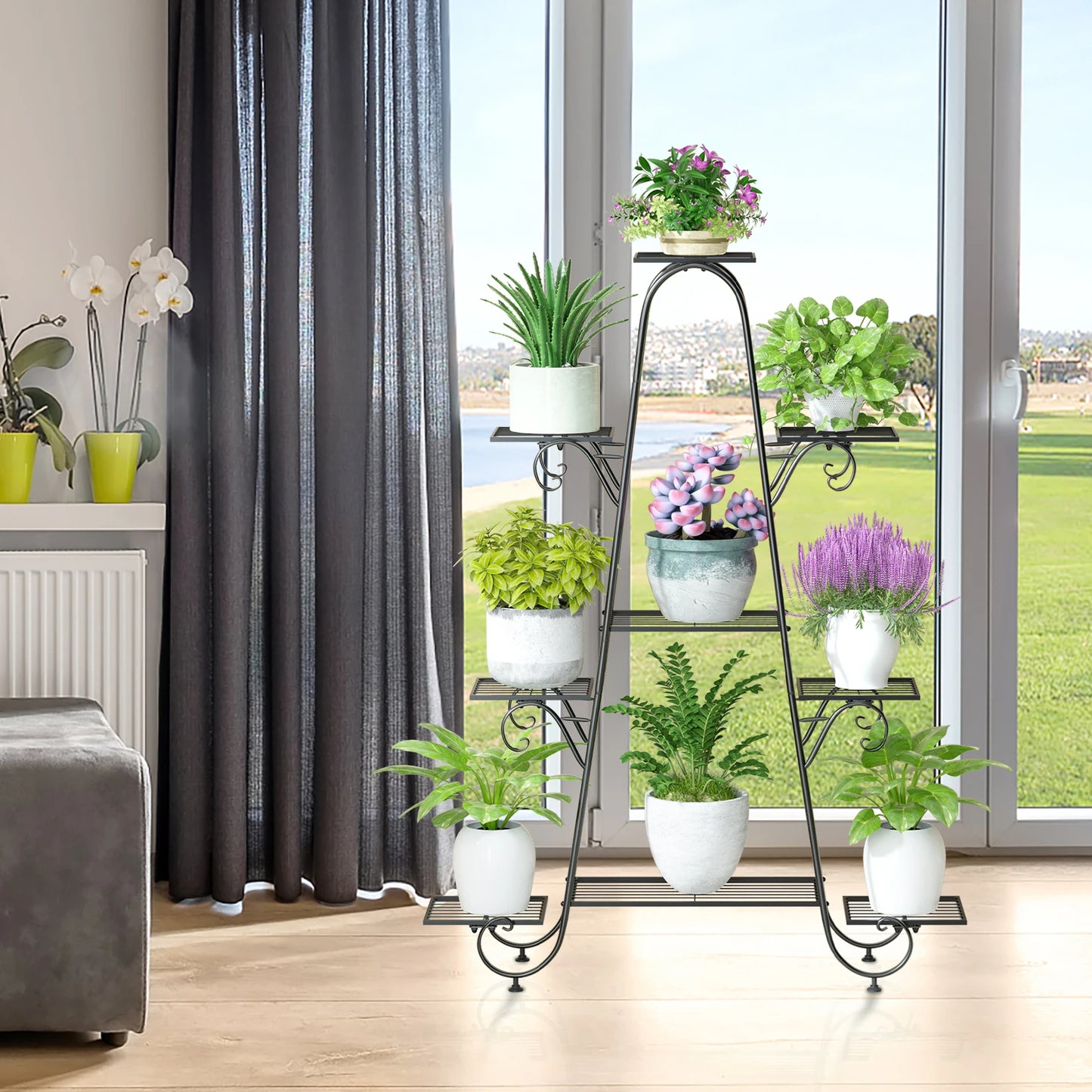 9 Tier Metal Plant Stand Indoor Outdoor Flower Shelf Display Rack