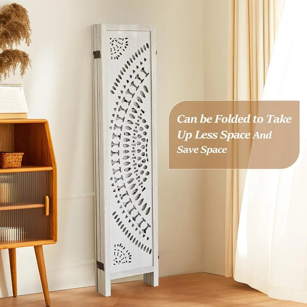 Boho 6 Panel Room Divider Modern Folding Privacy Screen Partition