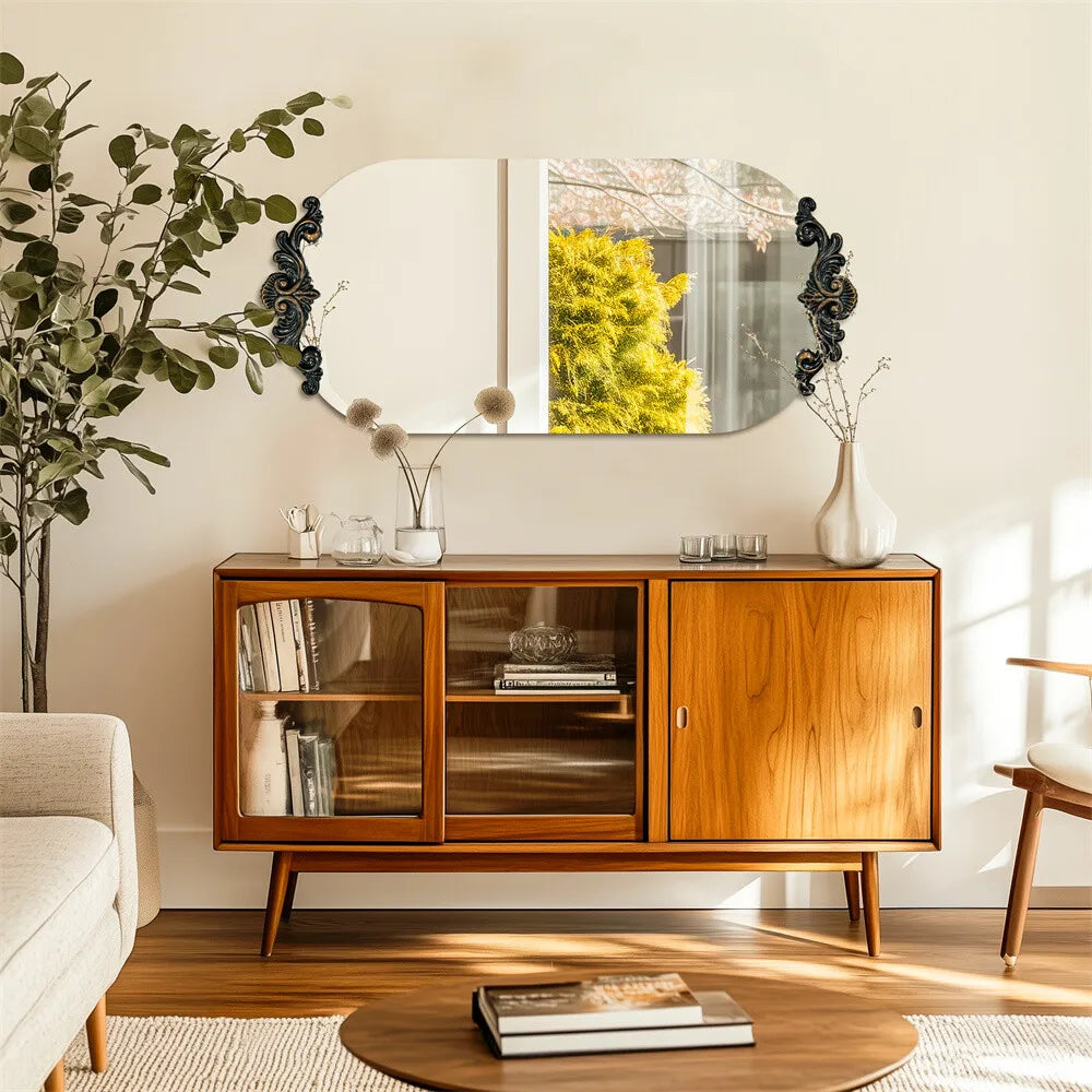 Antique Rustic Oval Wall Mirror for Entryway Bathroom Hallway Decor