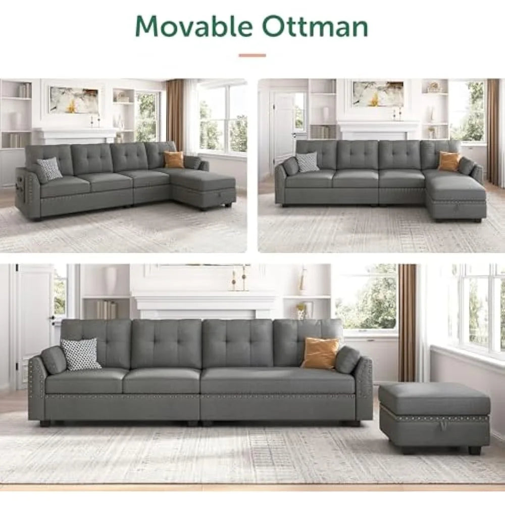 Ljustra Reversible L Shaped Sectional Sofa Couch for Small Spaces