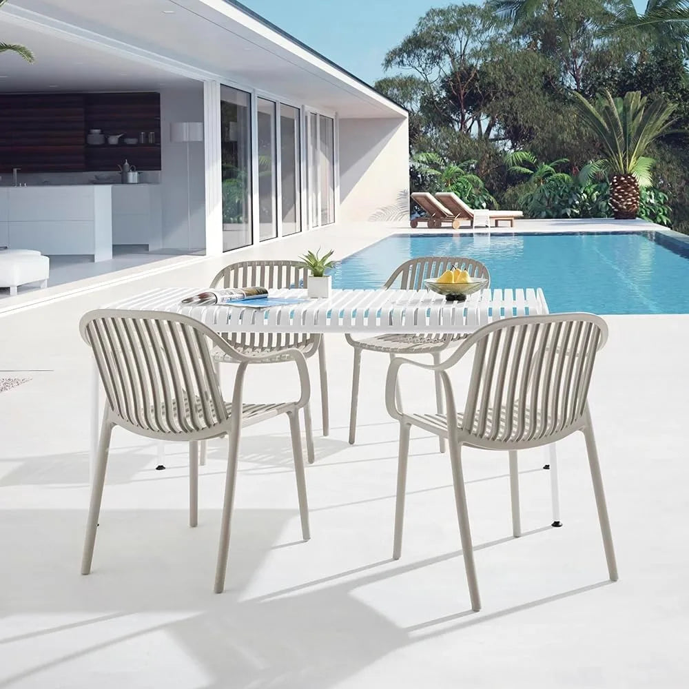 Modern Stackable Indoor Outdoor Plastic Dining Chairs Set Weather-Resistant