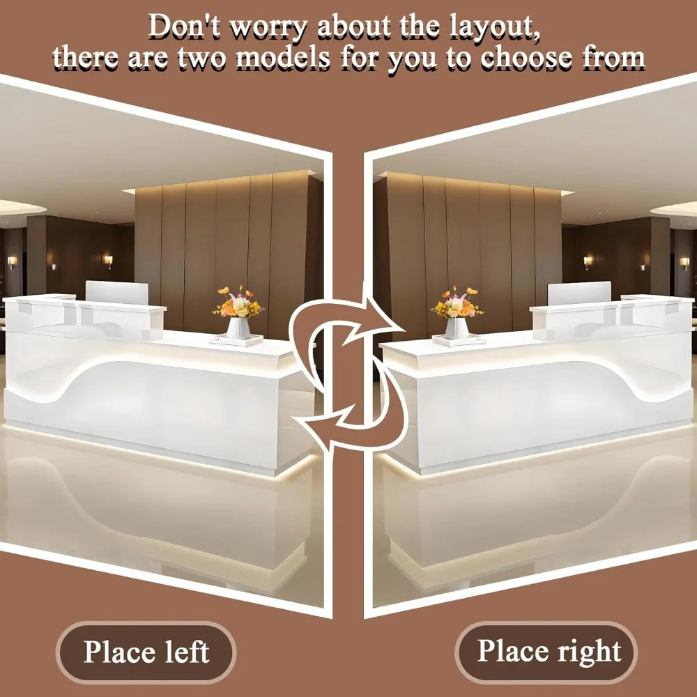 Modern Reception Desk Front Counter with Lockable Drawer Ample Workspace