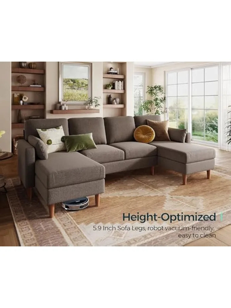 Ljustra U-Shaped Sectional Couch Sofa with Double Chaises and Pillows