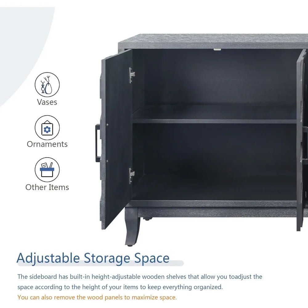 Vintage Sideboard Buffet Cabinet Storage Console Table with 4 Doors