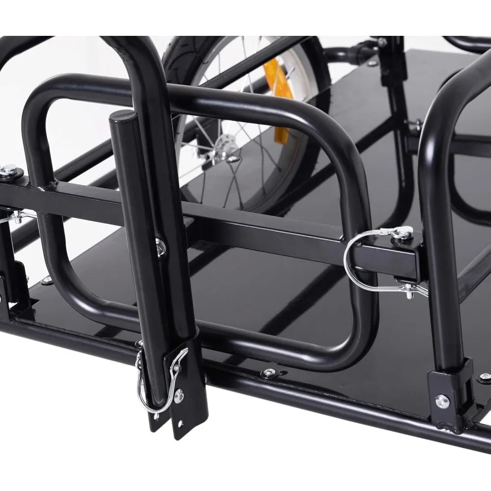 Foldable Bike Trailer Heavy-Duty Cargo Cart 70kg Capacity Universal Hitch