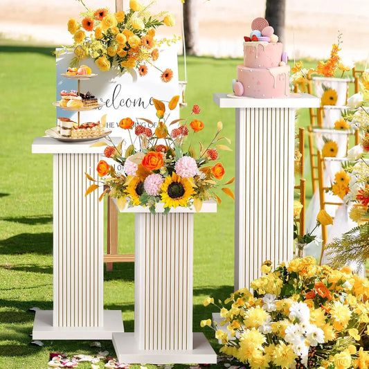 3PCS Square Pedestal Stand for Party Display Wedding Decor Plant Stand