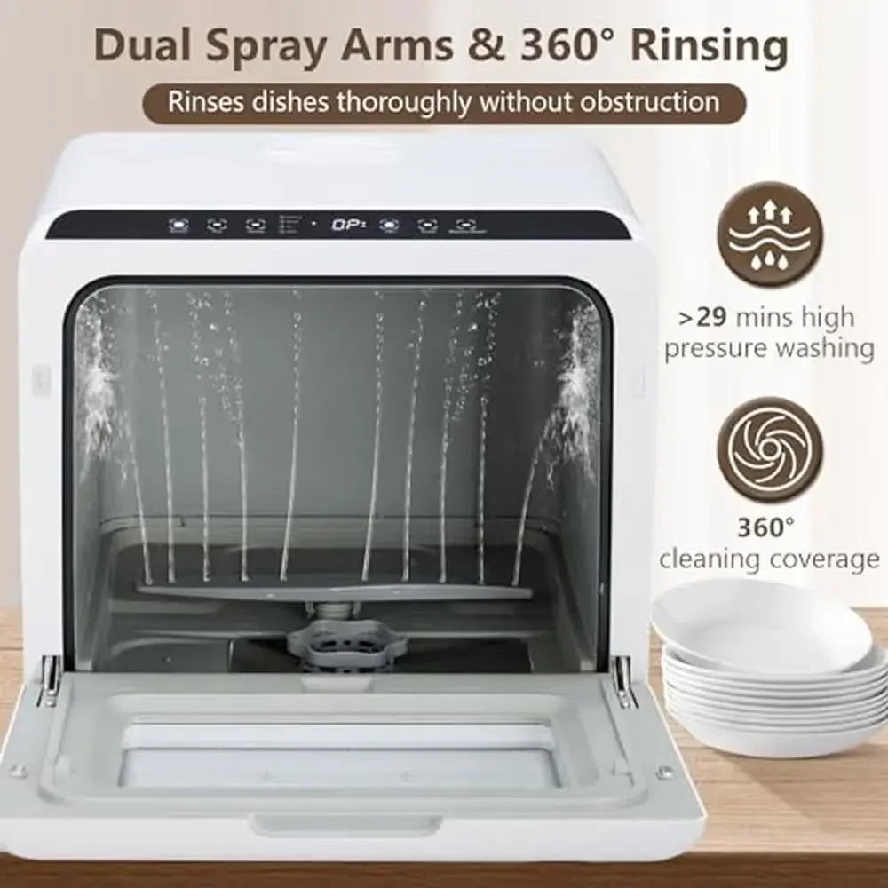 Portable Compact Dishwasher 4 Place Settings Eco-Friendly 360° Cleaning
