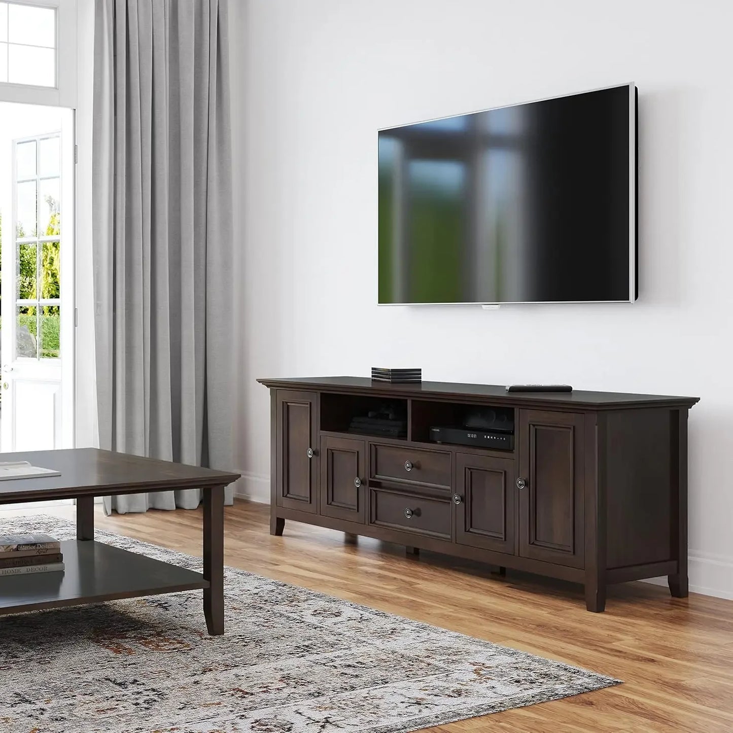 Amherst Solid Wood 72 Inch Transitional TV Media Stand for TVs up to 80 Inch