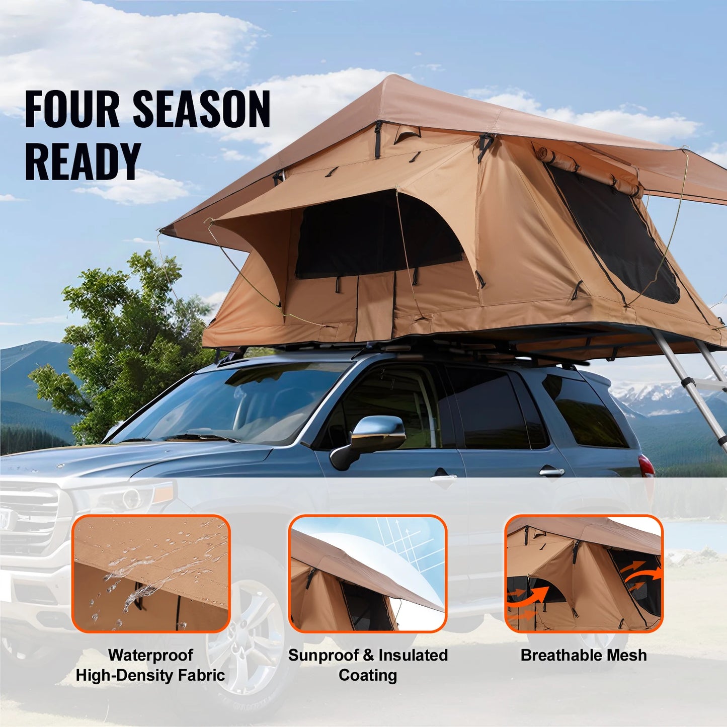 Ljustra Rooftop Tent Hardshell Folding Tent for Jeep SUV Van Truck