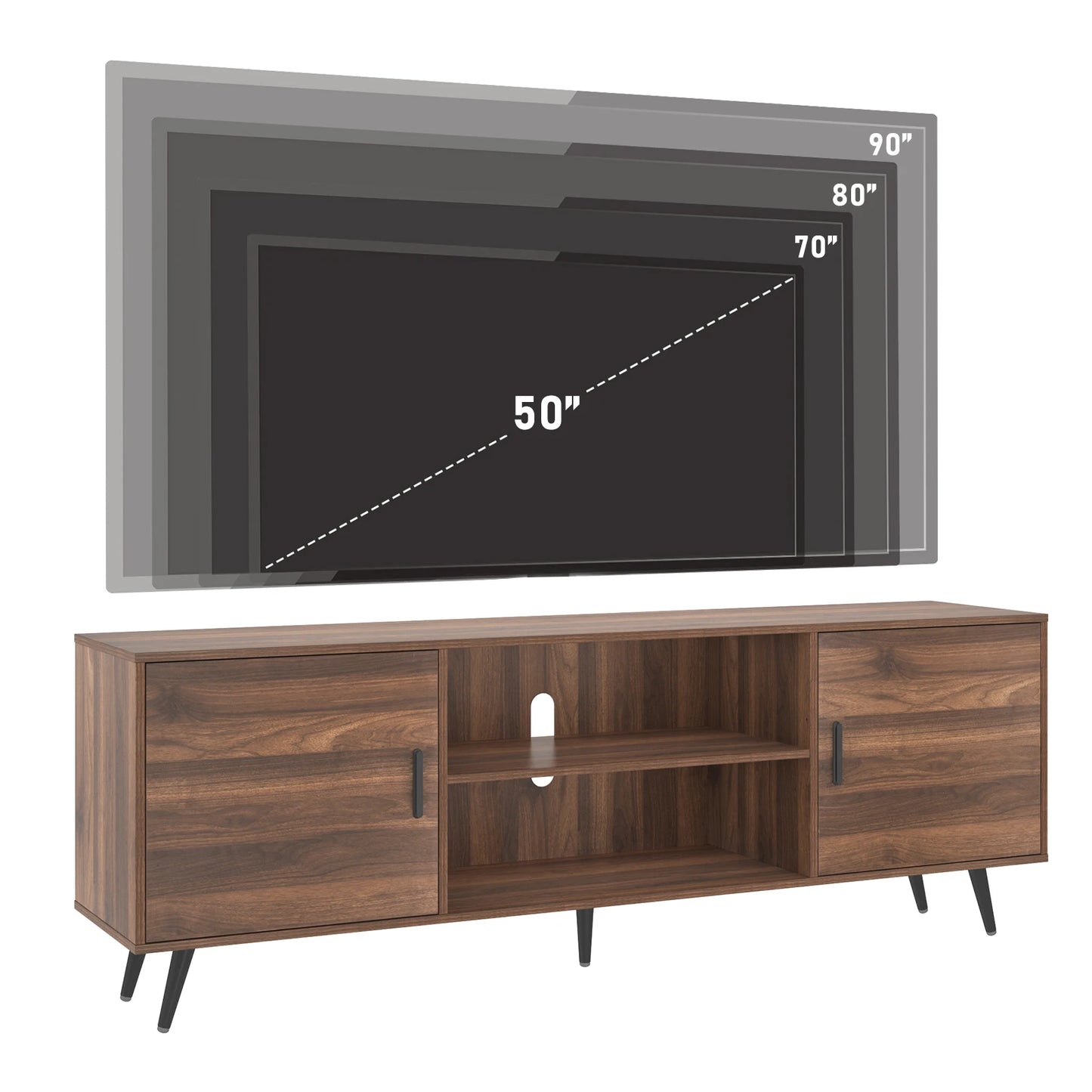 Modern TV Stand Wood Cabinet Entertainment Center Living Room Storage