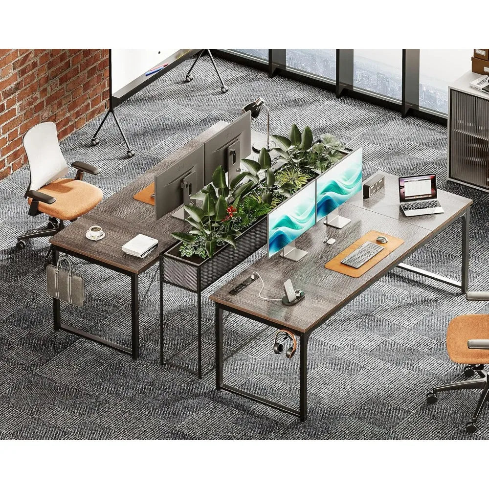 Large Computer Desk with USB Ports Home Office Study Writing Desk