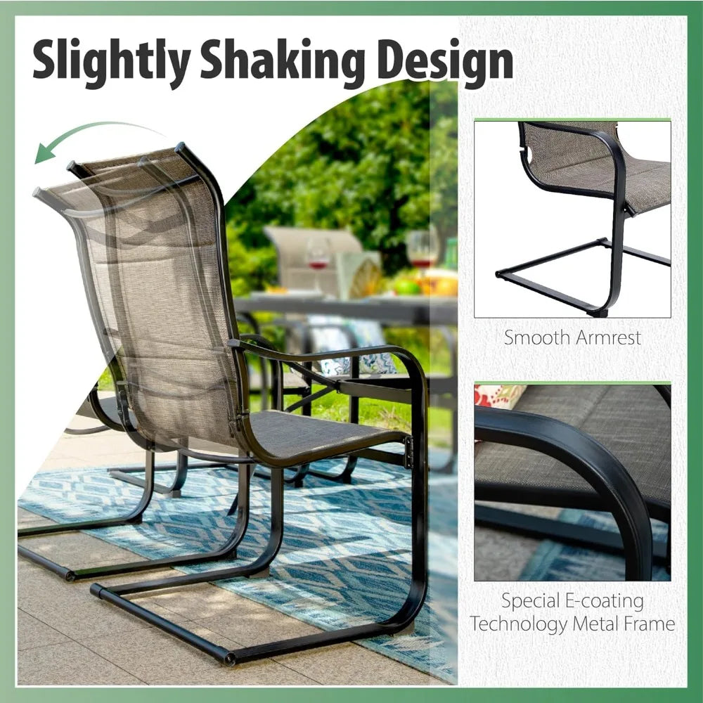 Ljustra High Back Patio Dining Chairs C Spring Motion Outdoor Furniture 2 Pcs