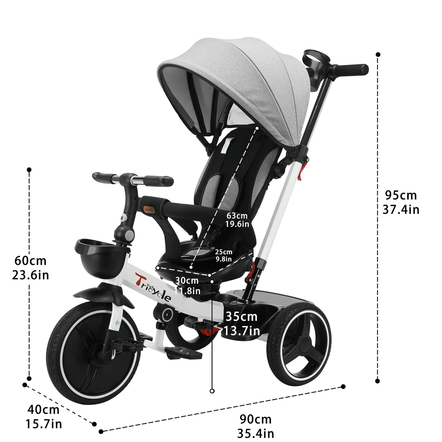 Ljustra 5-in-1 Baby Stroller Tricycle Adjustable Canopy 1-5 Years