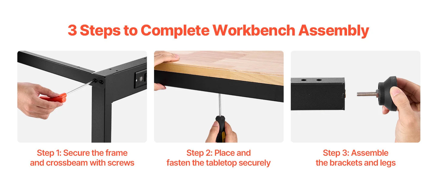 Ljustra Adjustable Workbench Heavy Duty Woodworking with Power Outlets